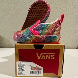 Vans Toddler Slip On Size 3 Glitter Rainglow Rainbow